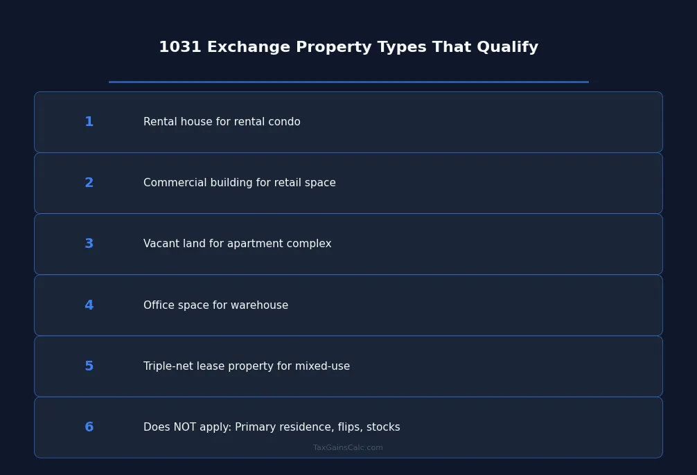 1031 Exchange Property Types That Qualify